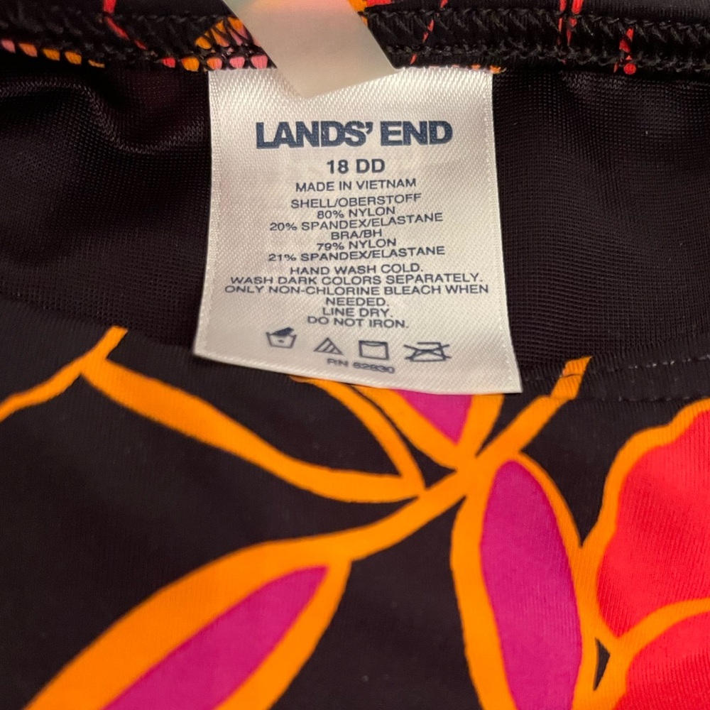 Lands’ End Tankini Swim Top 18 DD Poppy Floral High Neck With Cups - Picture 4 of 5